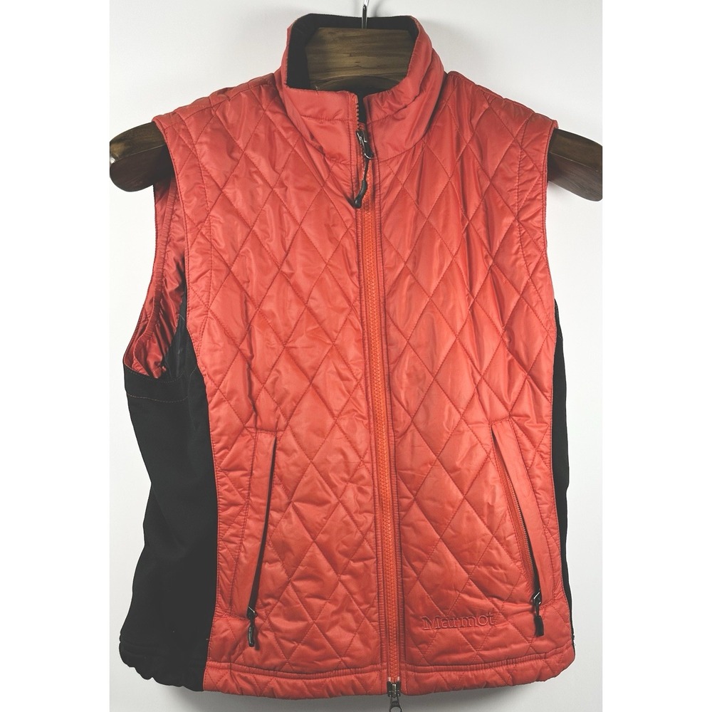 MARMOT Women's Red Black Quilted Winter Vest Size Medium